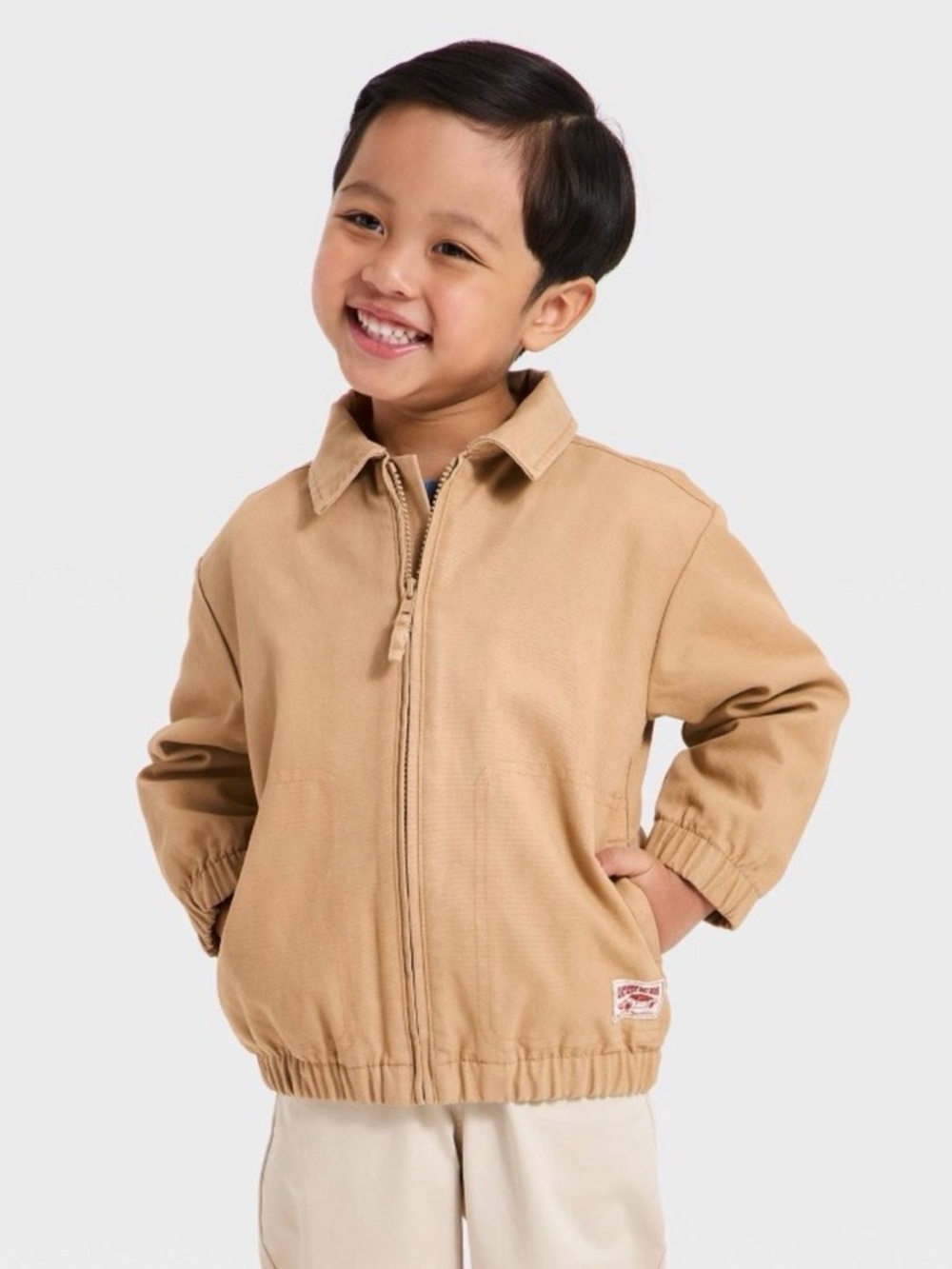 Cat&Jack Toddler Full Zip Twill Jacket in Tan NWT Size 2T